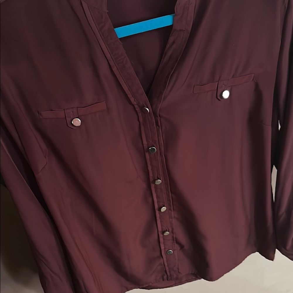 Elegant Burgundy Button-Up Blouse